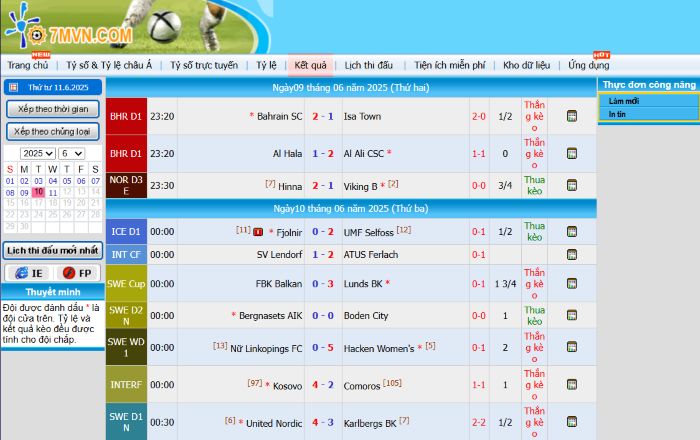 Tốc độ cập nhật kết quả cá cược bóng đá tại 7m cực kỳ nhanh chóng